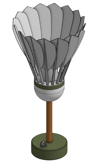Elena Lamp - 3D printed badminton shuttlecock lamp with warm LED glow